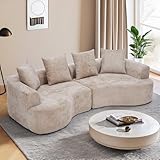 DIFYHOMEY 109” Curved Sectional Sofa, Chenille Fabric Modular Cloud Couch, No Assembly Required Half Moon Couch with Deep Seat, 4 Pillows for Living Room, Apartment, Bedroom