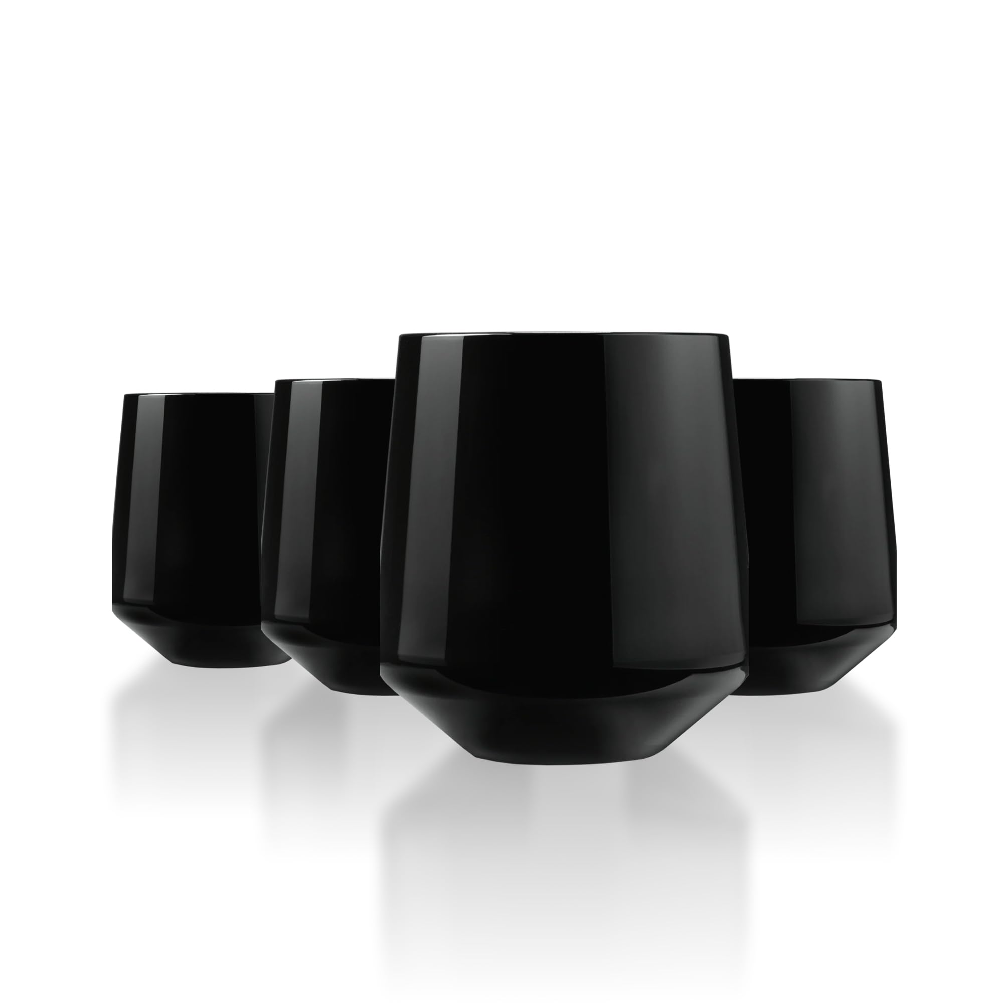 Drinique Unbreakable Stemless Wine Glasses - Set of 4 - Made in USA 12 oz Tritan Unbreakable Plastic