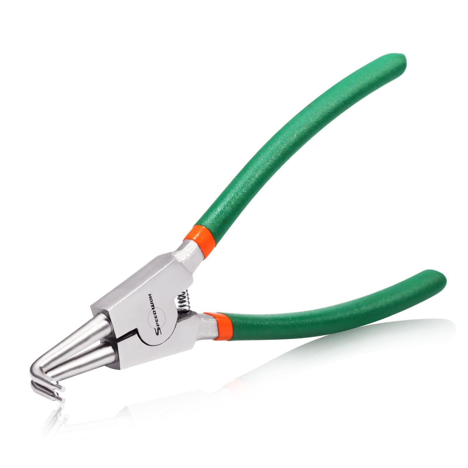 Speedwox Green And Orange Circlip Pliers 9-Inch Snap Ring Pliers External Heavy Duty Precision Cir-Clip Retainer Ring Pliers Curved Jaw For Ring Remover Retaining