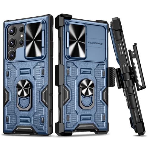 VEGO for Galaxy S24 Ultra Case with Belt Clip Holster and Stand Dark Blue