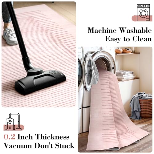 Tapete decorativo Rosa 5x7 pies Wonnitar lavable y antideslizante miniatura 5