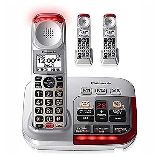 Panasonic KX-TGM450S + (2) KX-TGMA45S with Volume Boost Control for Amplified Caller Voice Cordless Telephone with Digital Answering Machine-3 Handset