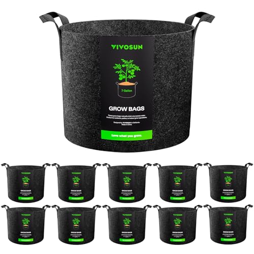 Image of VIVOSUN 10-Pack 7 Gallon Plant Grow Bags Fabric Pots with Handles