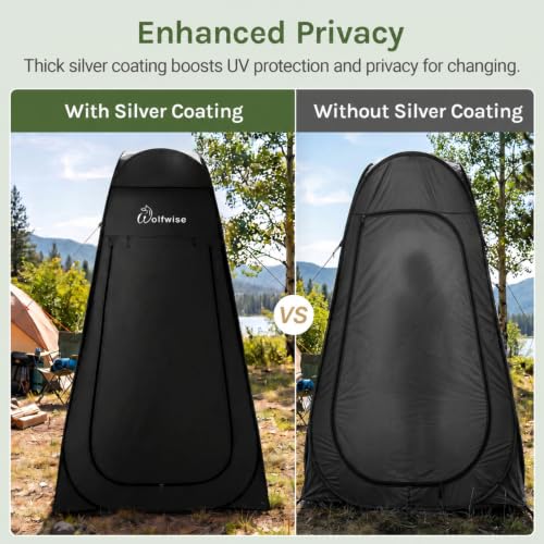 Image of WolfWise PRO Pop Up Shower Tent with Silver Coated, Floor and Rain Fly