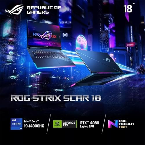 Image of ASUS ROG Strix G18 Gaming Laptop - 18 inch 240Hz WQXGA Display, Intel 24-Core i9-14900HX, RTX 4080, 64GB DDR5, 8TB SSD, Backlit Keyboard, Windows 11 Pro, Microsoft Office Lifetime, USB Hub