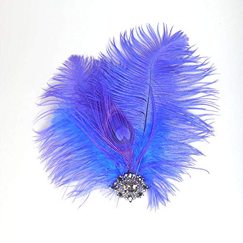 Aimimier 1920S Great Gatsby Headpiece Flapper Royal Blue Feather Hair Clip Crystal Roaring 20S Accessories Prom Party Festival Gatsby Hair Jewelry For Women And Girls #TOP5