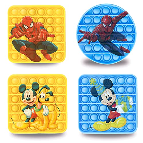4 Packs Push Pop Poop Fidget Toy, Superhero Mouse Sensory Anxiety Stress Relief Satisfying ADHD Cheap Bubble Figetget Po Popper Figit Set, Fidgettoys Poppop Gift