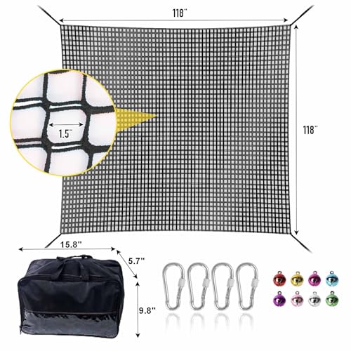 Image of Climbing Net for Kids - 9.9FT x 9.9FT Double Layers Heavy Duty Playground Safety Net, Climbing Cargo Net for Tree House Tree Fort, Back Yard, Jungle Gyms, Monkey Bar Security Mesh（Black）