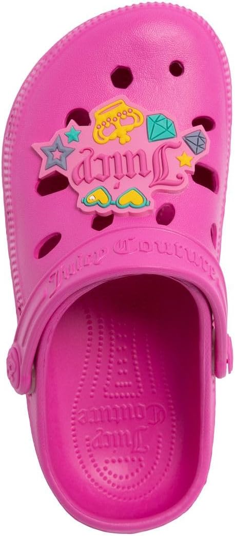 Juicy Couture Girls Slip-on Water Shoes Breathable Sandal with Adjustable Heel Strap for Toddler Kids Youth/Big Kid Clogs with Decorative Charms