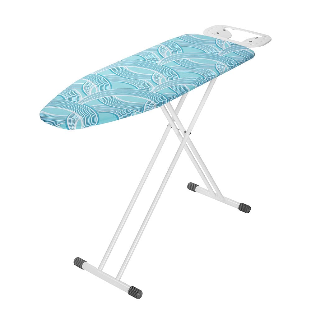 WENKO Bügeltisch Supreme, Bügelbrett mit großer Bügelfläche (120x42 cm) und extra dicker Polsterung, rückenschonend höhenverstellbar, stabiles Gestell aus Metall in Weiß, zusammengeklappt: 164x42x6 cm