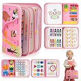 Montessori - Libro de actividades de viaje para niños pequeños de 1 a 3 años, 2 a 4 años, juguete de aprendizaje sensorial para niñas de 1 a 2 años, tablero educativo para habilidades motoras finas