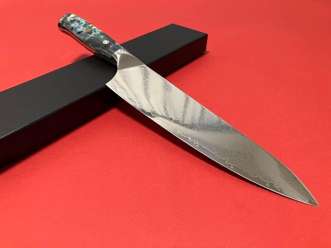 Amazon | VG10 67層ダマスカス 螺鈿柄牛刀包丁 210mm | ノーブランド品  