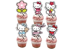 24PCS Hello Kitty Birthday Cake Toppers Cupcake Toppers Cake Decorations