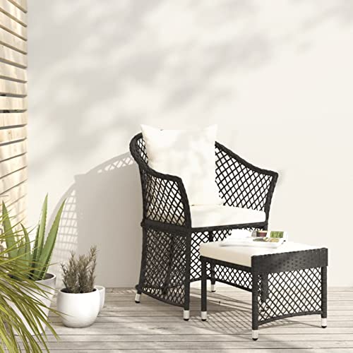 ZEYUAN Set de Muebles de jardín 2 pzas y Cojines ratán sintético Negro, Conjunto Jardin Exterior, Muebles Jardin Exterior, Conjunto Terraza, Terraza Exterior Chill out, Garden Furniture 319687