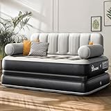 YITAHOME Queen Size Air Sofa Bed Mattress with Headboard and Pump, Blow Up Couch Inflatable Bed for Home Living Room, 79' x 60' x 25' (Expanded Size, Black)