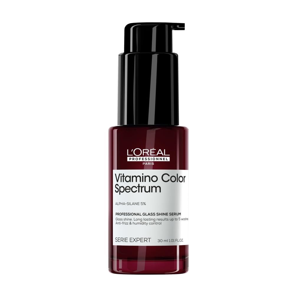 L'Oréal Professionnel Siero Glass Shine Anti Crespo, Termoprotettore per Capelli Luminosi, Vitamino Color Spectrum, 30ml