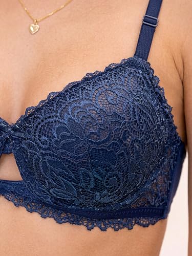 Image of Clovia Women Padded Lace Full Coverage Bra- Wired