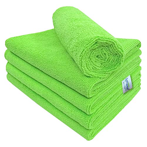 Image of SOFTSPUN Microfiber Cloth (5pcs - 40x60cms -340GSM) Green, Super Soft Absorbent Cleaning Towels Cleans & Polishes Everything in Your Home.