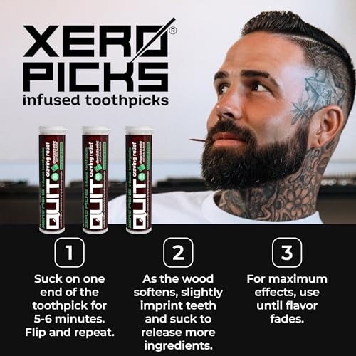 Image of Xero Picks Infused Flavored Toothpicks to Help Quit Smoking - Nicotine Free (Chocolate Mint, 3 Pack) Non-GMO Kosher Vegan