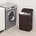 SONGMICS Bamboo Laundry Hamper Storage Basket Foldable Dirty Clothes Hamper with Lid Handles and Removable Liner Rectangular Dark Brown ULCB10B