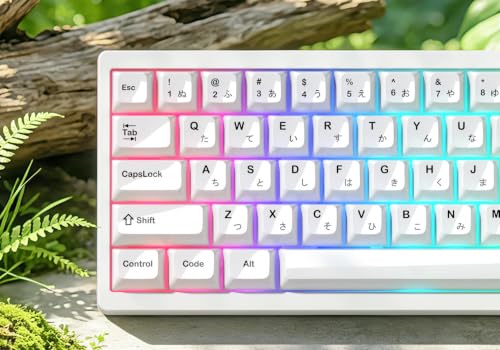 Image of Womier Japanese White Keycaps, Ceramic Style PC Glossy Jelly Keycap | Keyboard Caps, MDA Profile 115-Key Custom Key caps Set for 61 /68 /84 /87 /98 /100 /104-Key MX Switch Key cap