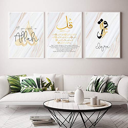 Affiches et impressions d'art mural islamique Allah mosquée musulmane triptyque 70x100cm