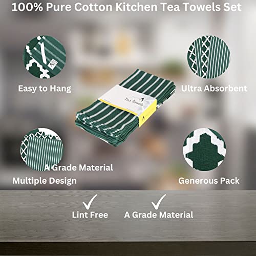 Torchon en Pur Coton vert chasseur essuie-tout lavable