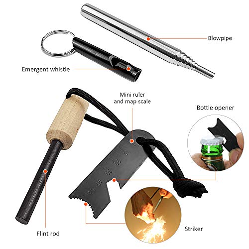Loijon Conjunto de ferramentas de pederneira ao ar livre Ferramentas de emergência para maçarico de