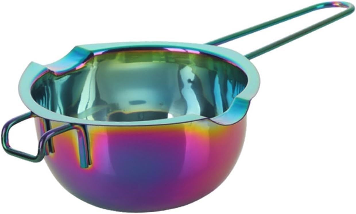 Heating Hot Pot, Long Handle Stainless Steel Safety Durable Mini Compact Lightweight Chocolate Butter Cheese Melting Fondue(B)