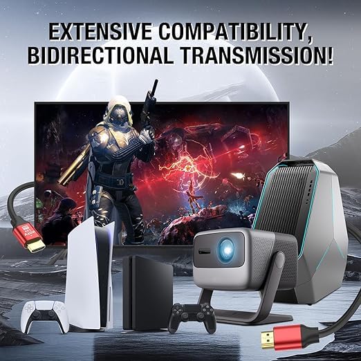 4K Hdmi Cable 150FT, High Speed Hdmi 2.0 Cable 4K@60Hz 2K@120Hz, Gold-Plated Connector 3D ARC HDCP 2.2 &2.3 for HDTV/Blu Ray Playback/Projectors/Laptops/PS4/PS5(Red) - Image 5