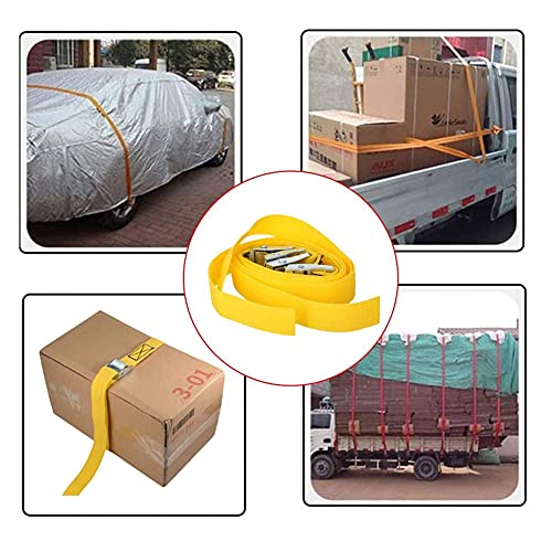 Yinpecly 2Mx38mm Cam Buckle Tie Down Lashing Strap Polypropylene, for Moving Cargo Straps Camping Outdoor Luggage Yellow Tone 4pcs