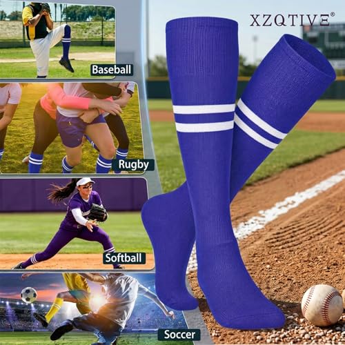 Image of XZQTIVE Baseball Softball Socks and Belt Combo Set Adjustable Softball Socks and Elastic Belt for Kids Youth Adult