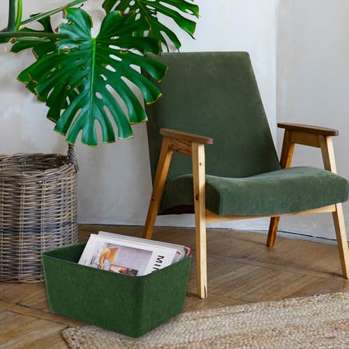 Image of Welaxy Felt Deep Drawer Organizer Medium Forest Green Closet Storage Bin