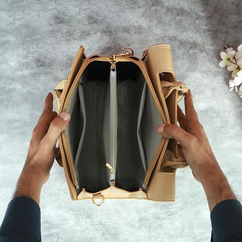 Image of NFI essentials Satchel Bags Ladies Purse Handbag Premium Women Shoulder Travel Bag for Work Gifts for Wife /Mother /Sister Stylish Office College Party Bag