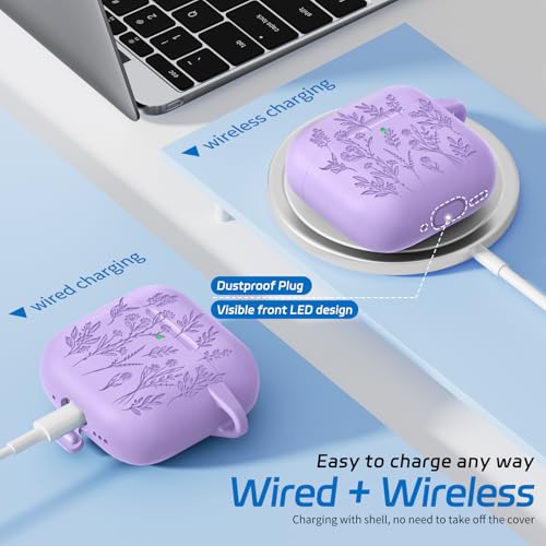 Image of for Airpods 4 Case, Ekoonpft Flower Engraved Cases for Apple AirPods 4th Generation 2024, Soft Silicone Cover for Women Girly with 3-in-1 Cleaner Kit, Keychain, Military Grade Protection