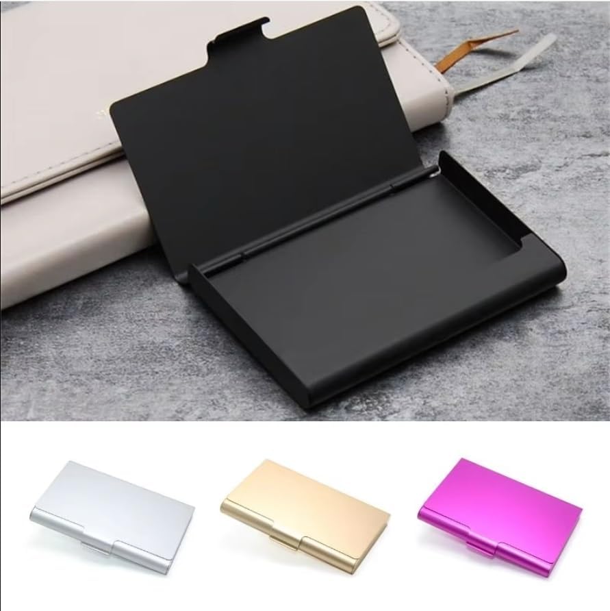 Stainless Steel Card Holder Aluminum Alloy Business Card Case Bank Credit ID Card Wallet Storage Box(Black-JoJo's Bizarre Adventure1)