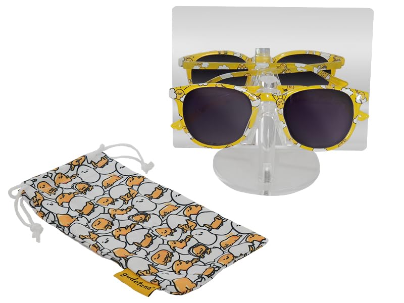 Gudetama Sunglasses Sanrio Officially Licensed – w/Pouch, Display, Mirror & Collectible Premium Packaging UV4003