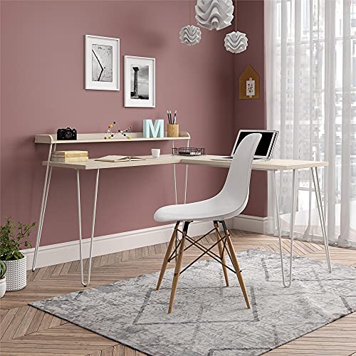 Ameriwood Home Haven L Desk with Riser, Natural/White