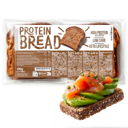 Pan Proteico Keto Con Semillas De Lino – 2 Paquetes De 4 Rebanadas – 30% Proteínas, 9% Carbohidratos, 8,5% Fibra – Protein Bread Ideal Para Keto Diet Y Dietas Proteicas, Pan Bajo En Carbohidratos