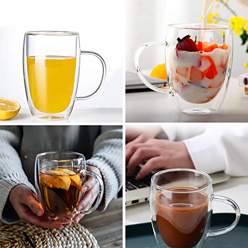 Cappuccino Glass Mugs, (Set of 4) 350ml Double Walled Espresso Mug Cups Glass Mug Set including 4 Golden Spoon - Image 2