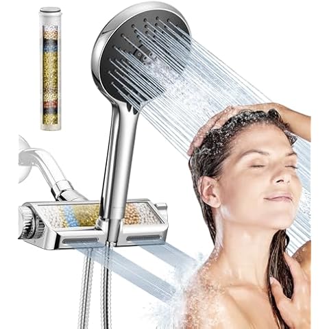 HOPOPRO Filtered Shower Head with Handheld Combo, Dual Water Softener Shower Head with Massage, High Pressure Shower Head with Filters for Hard Water, Remove Chlorine, Reduce Dry Itchy Skin Cover