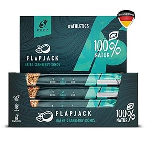 ATHLETIC3 FLAPJACK – haverreep Cranberry & kokos [20 x 40 g] – mueslireep – energiereep voor duursport – veganistisch – zonder toegevoegde suiker
