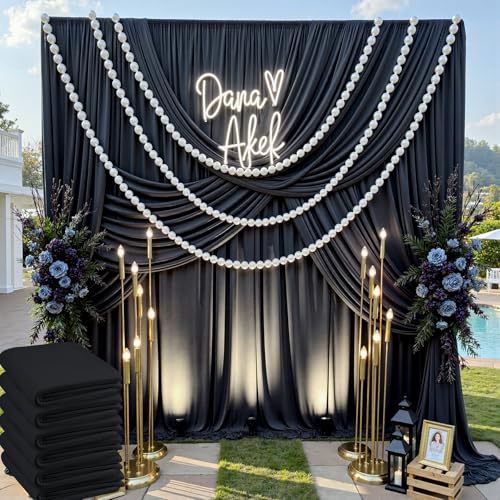 Rideau de fond noir en polyester infroissable pour photographe et grand décor de fête