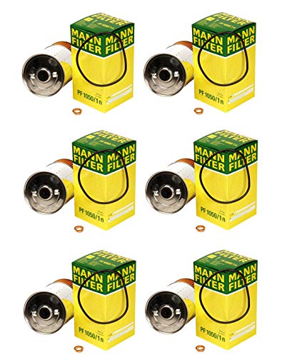 Mann Set of 6 Oil Filters PF1050/1n For Mercedes W124 W201 190D E300 300D Diesel