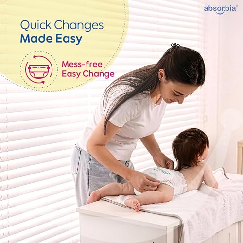 Image of Absorbia Baby Pant Diaper Medium (M) 7-11 Kg, 60s x Pack of 2 | Up to 12Hrs Protection | Cottony Soft Comfort for Sensitive Skin | Wetness Indicator | High Absorbancy | Wider pee distribution