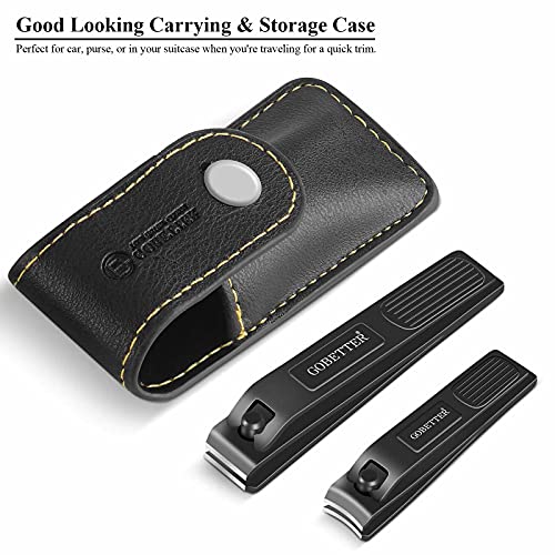 Gobetter Nail Clippers Set, Toenail & Fingernail Clippers, Sharp And Durable Stainless Steel Nail Cutter With Leather Case, Gift For Men And Women #TOP2