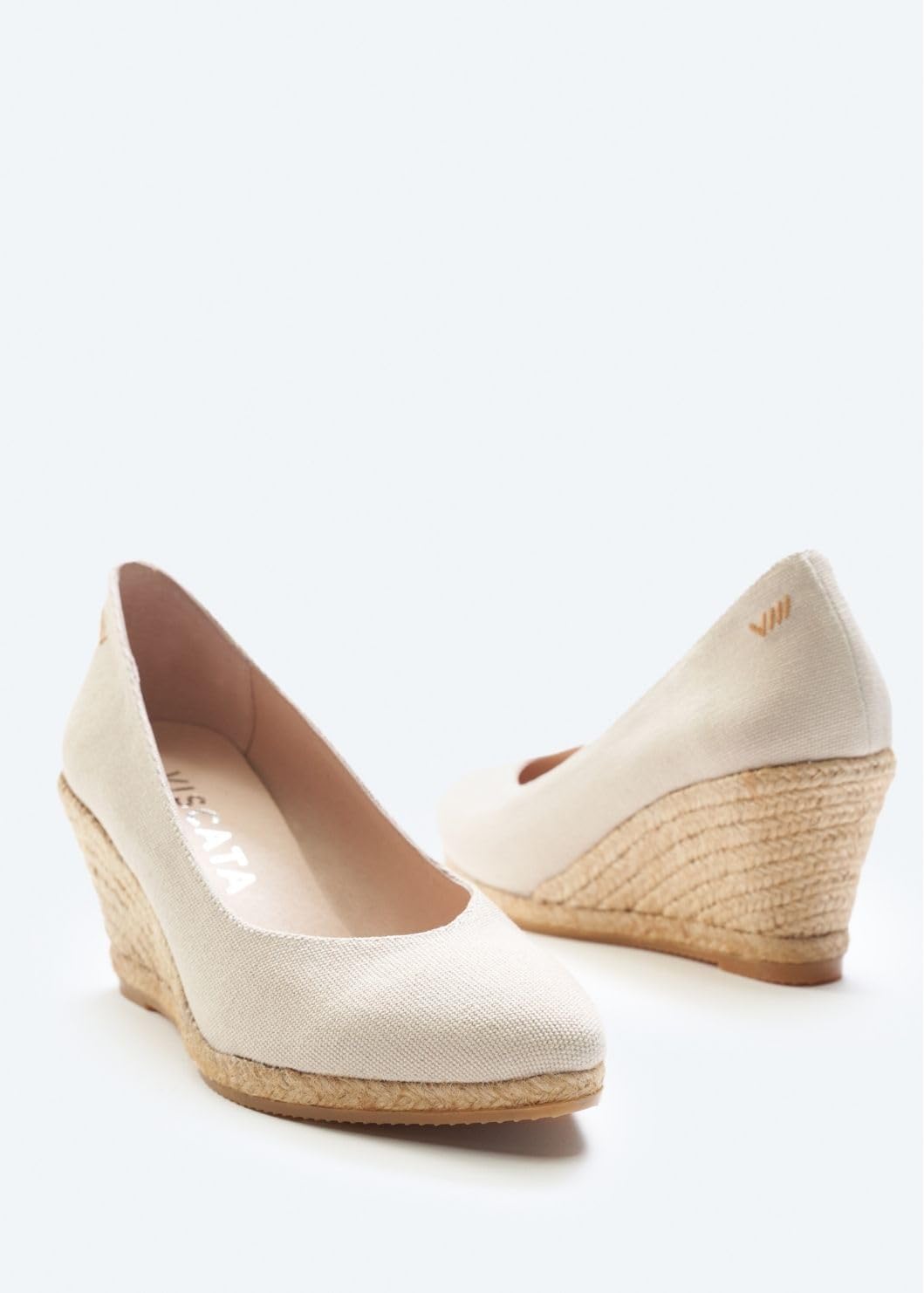 VISCATA Roses Espadrille Canvas Wedges Spain Handmade 2 ½” Heel Woman Wedge Pumps with Organic Cotton Canvas and 100% Natural Jute Midsole for All Occasions: Casual, Work, Party - Image 3