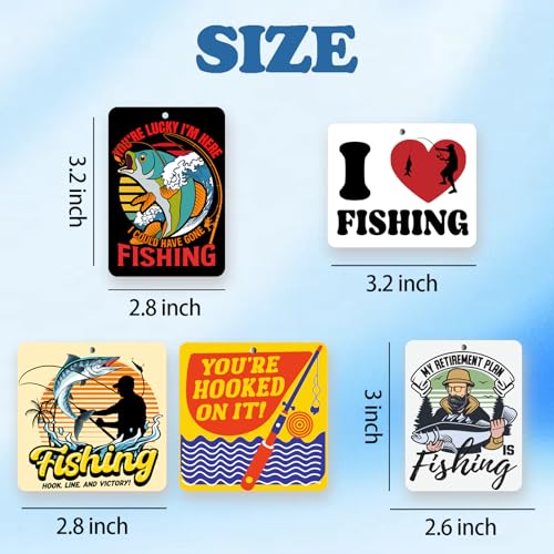 Image of 5pcs Gone Fishing Car Air Freshener Funny Car Accessories Automotive Interior Hanging Scents Mirror Decor for Men Teen Boys Fishermen Gifts