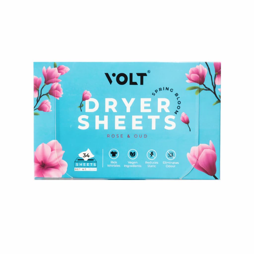 VOLT Dryer Sheets| Morning Dew Fragrance | For Tumble Dryer Laundry | Lavender, Fresh Fragrance, Eco friendly, 34 Count