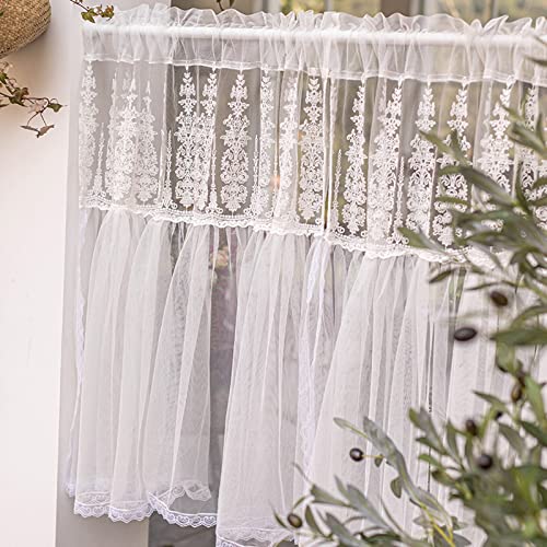 Cortinas con cenefa de encaje para ventana pequeña con diseño transpirable y ligero 8